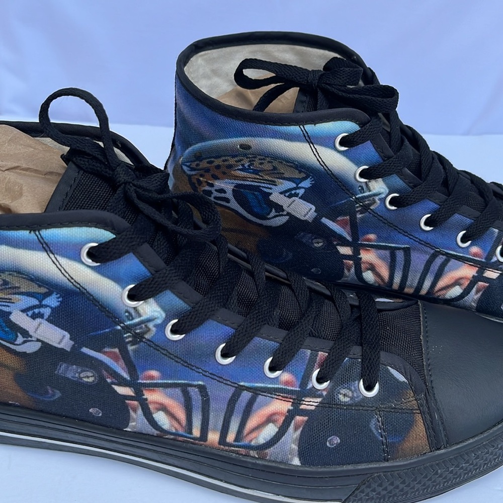 JACKSONVILLE JAGUAR  Mens High Top Sneakers CUSTOM MADE, Game day apparel SZ: 12